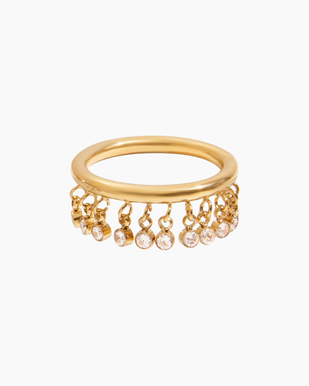 Crystal Fringe Ring - Golden