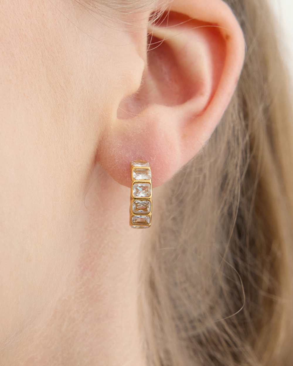 Crystal Prism Hoop Earrings