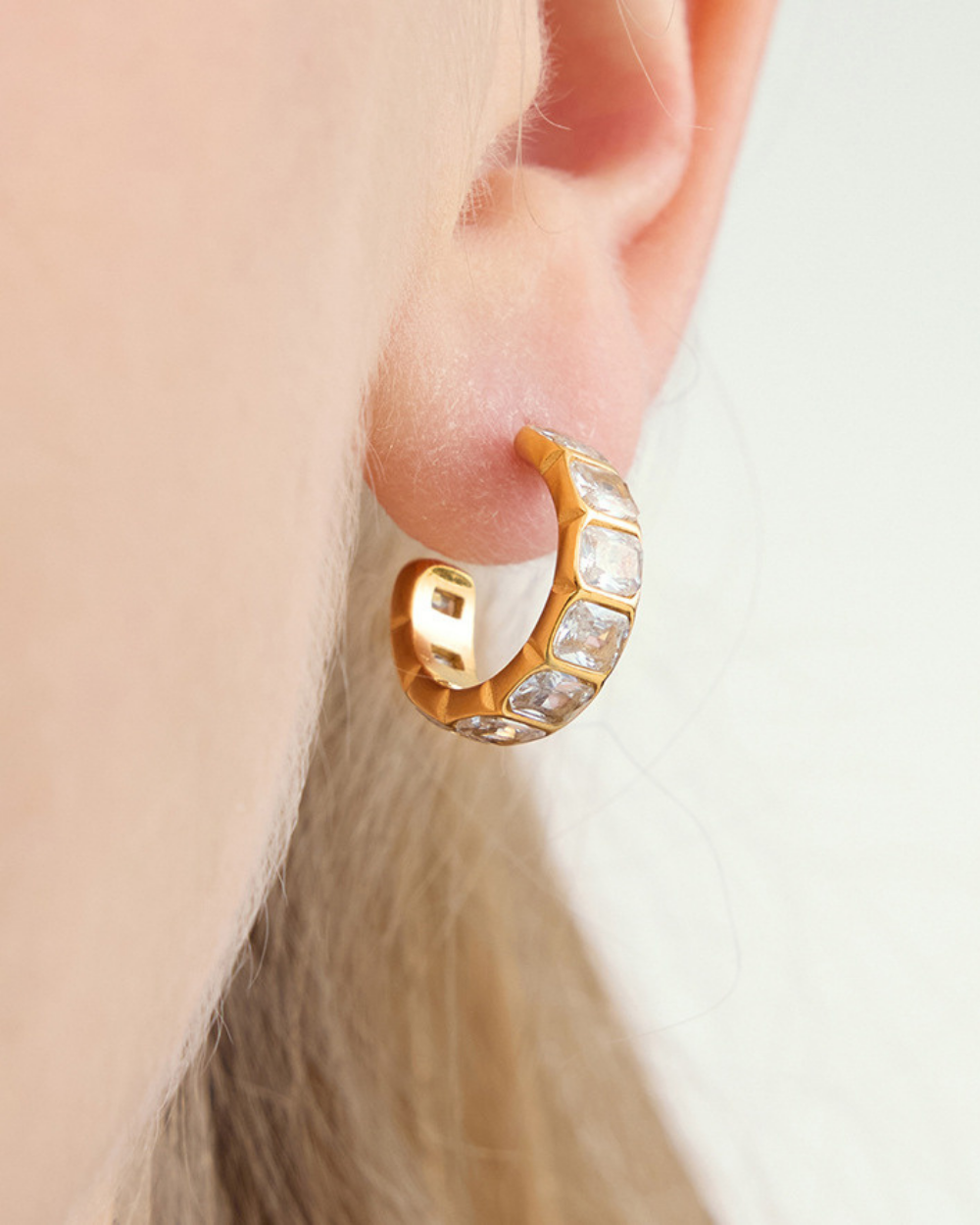 Crystal Prism Hoop Earrings