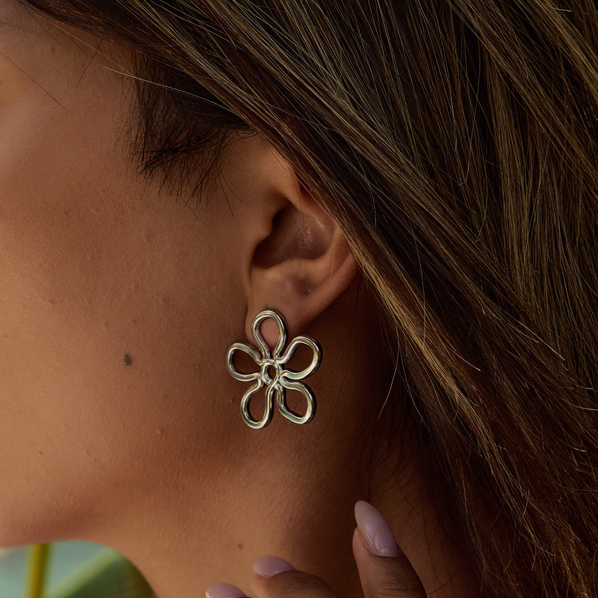 Silver Bloom Petal Studs