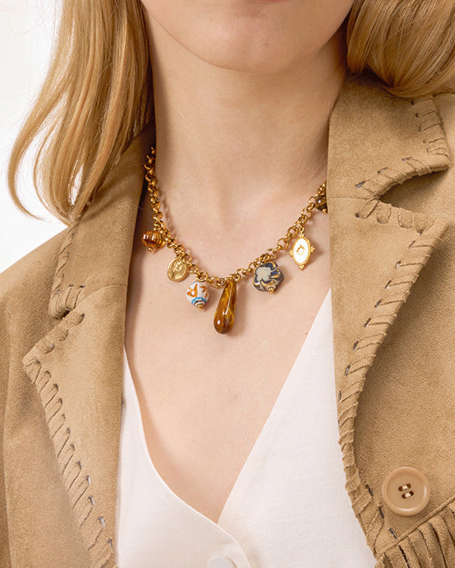 Amber Boho Charm Necklace
