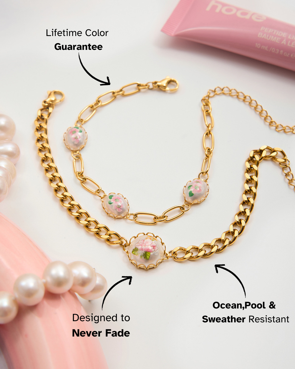Enamel Sakura Charm Bracelet