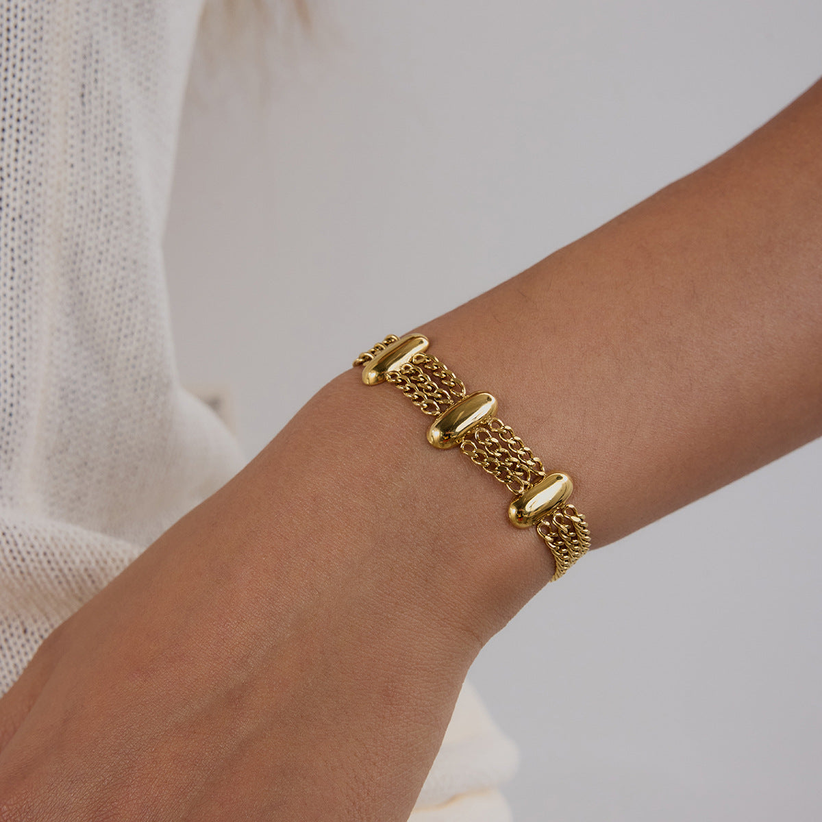 Triple Bold Link Bracelet