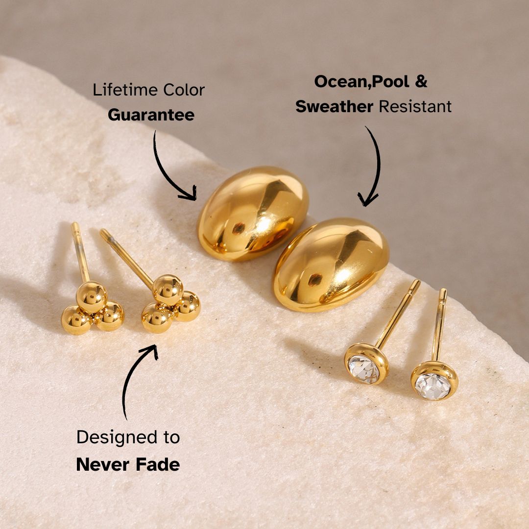 Golden Prelude – Geometric Trio Earring Set