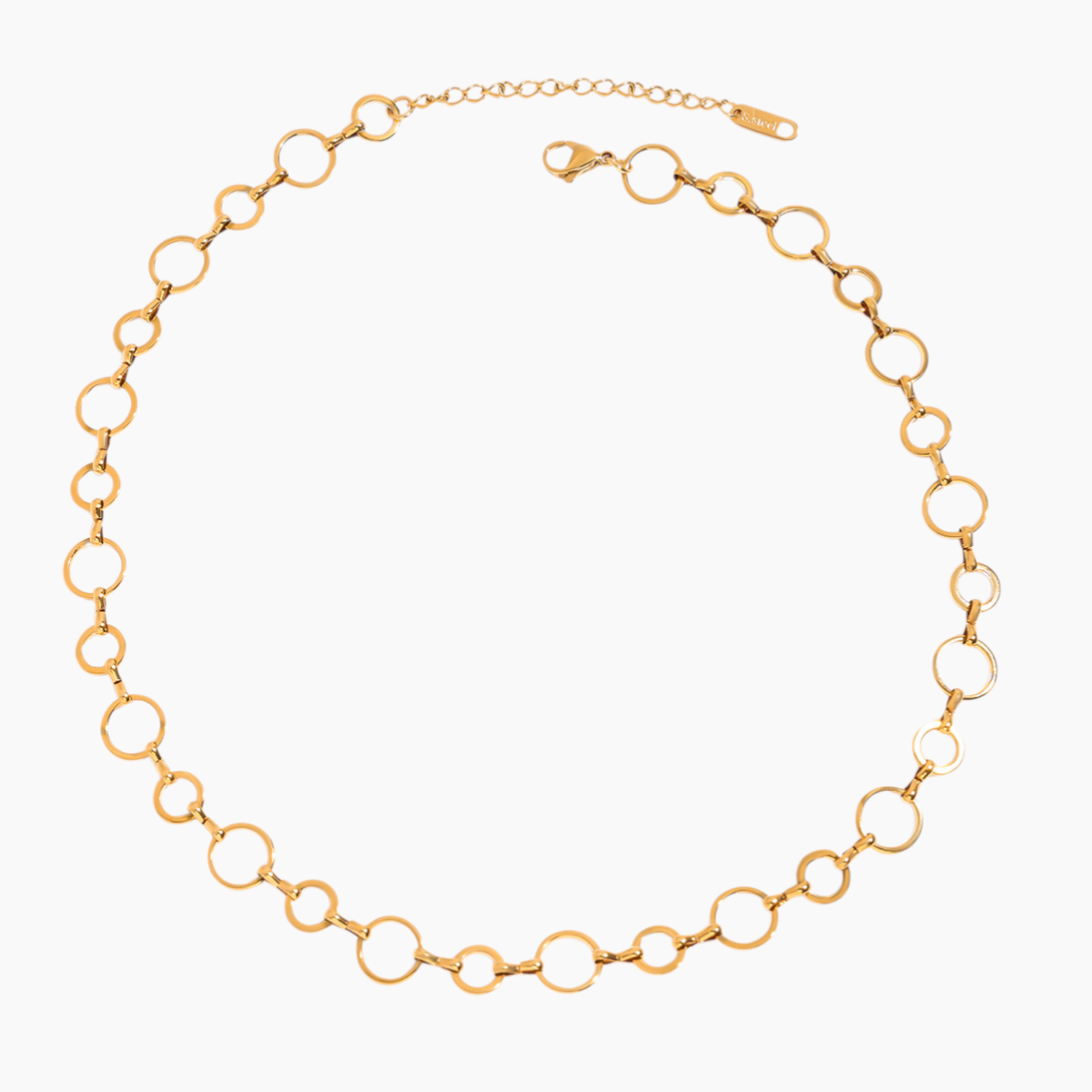 Gold chain necklace on a white background