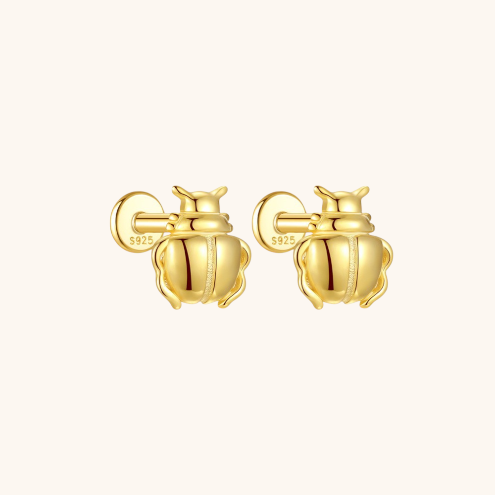 Beetle-Shaped Stud Earrings