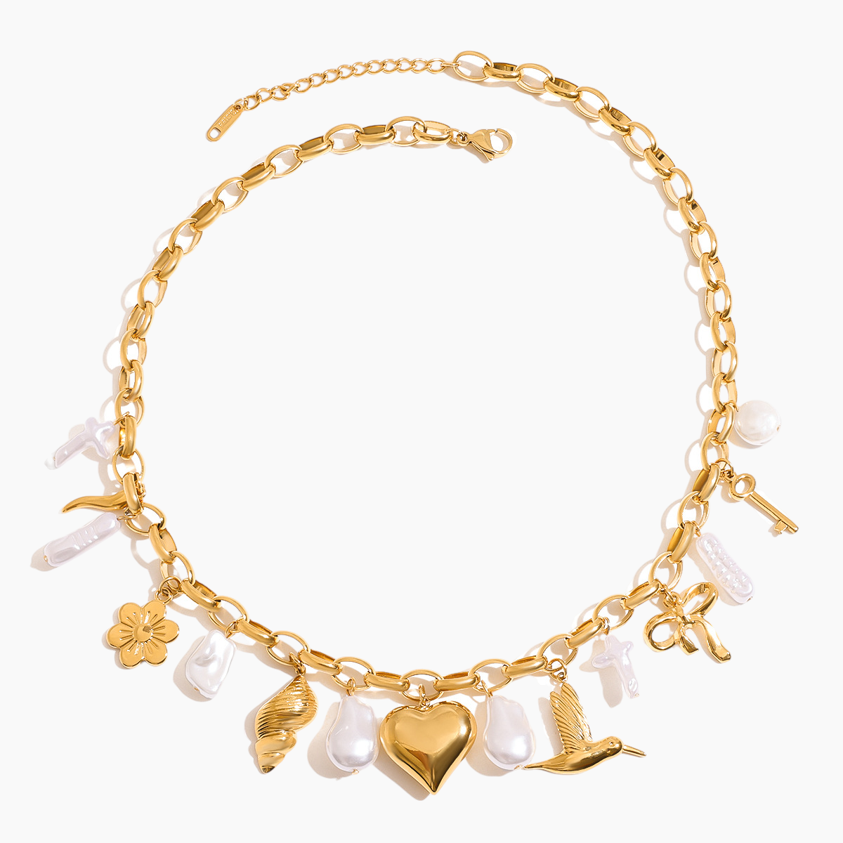 Ocean Heart Pearl Charm Necklace