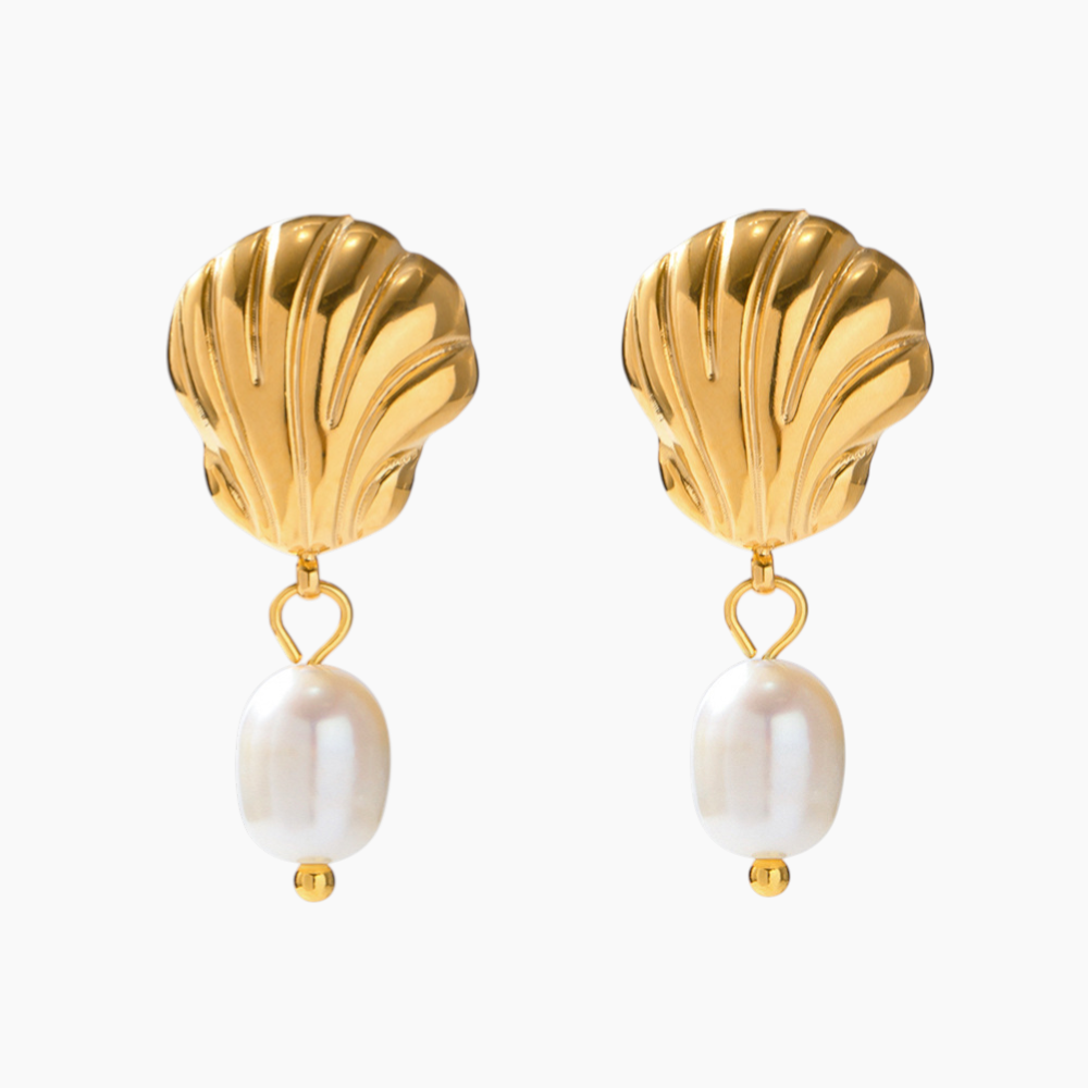 Whispering Shell Pearl Earrings
