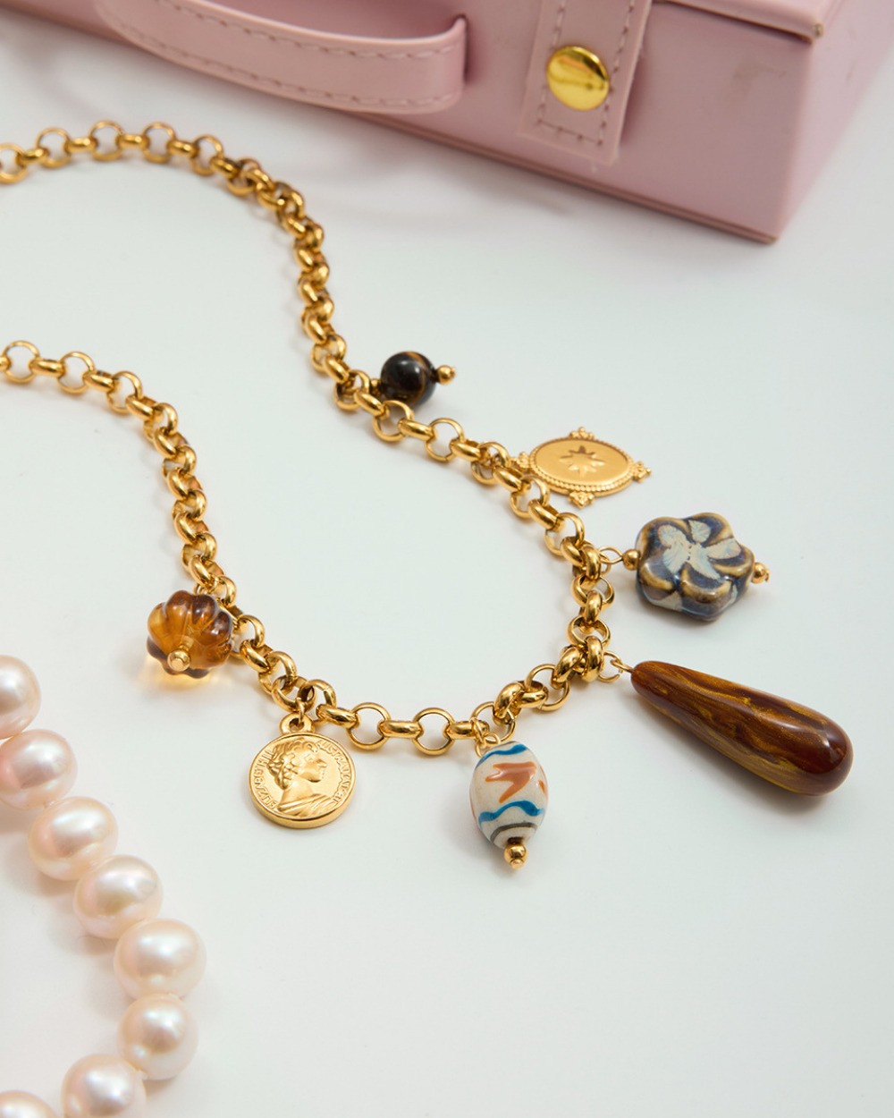 Amber Boho Charm Necklace