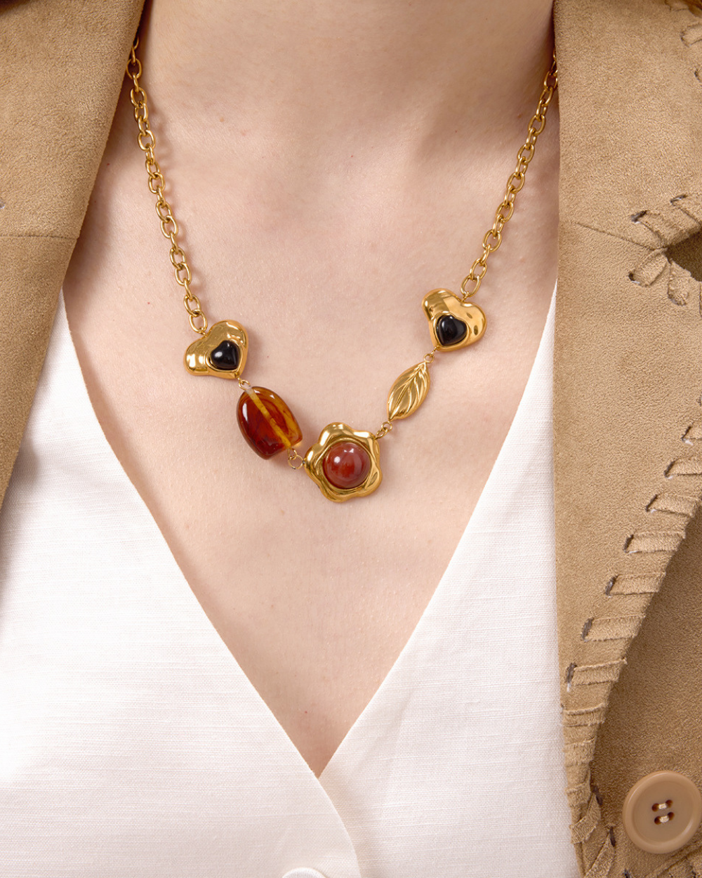 Golden Muse Gemstone Necklace