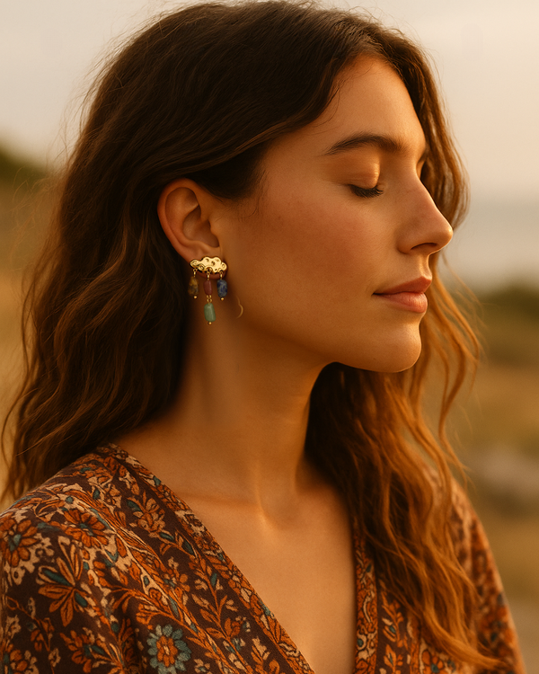 Rainbow Cloud Gemstone Earrings