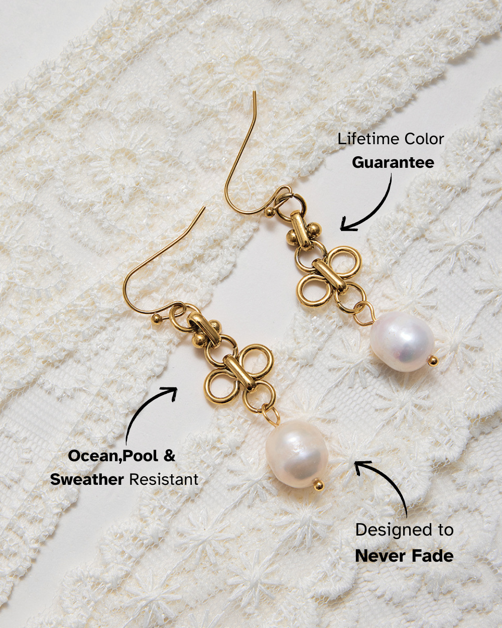 Clover Pearl Drop Earrings