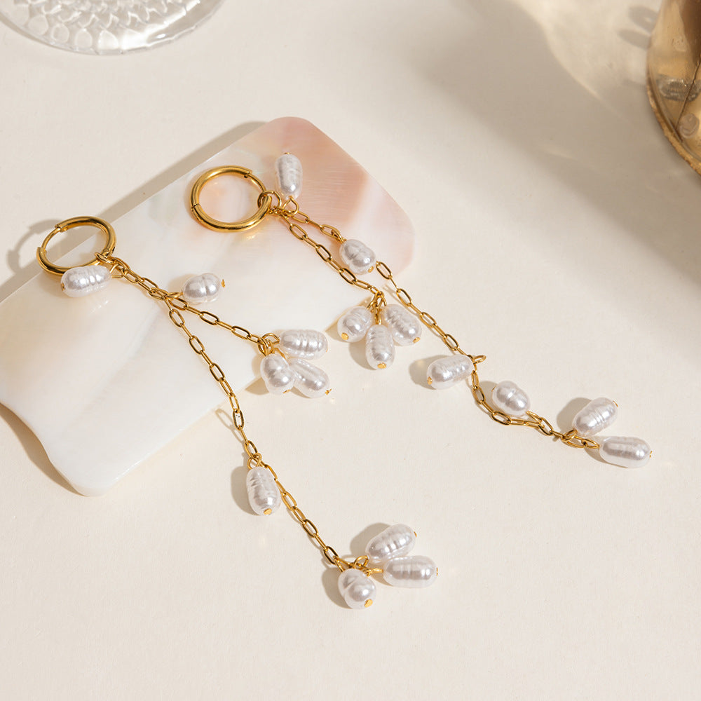 Cascade Pearl Chain Earrings