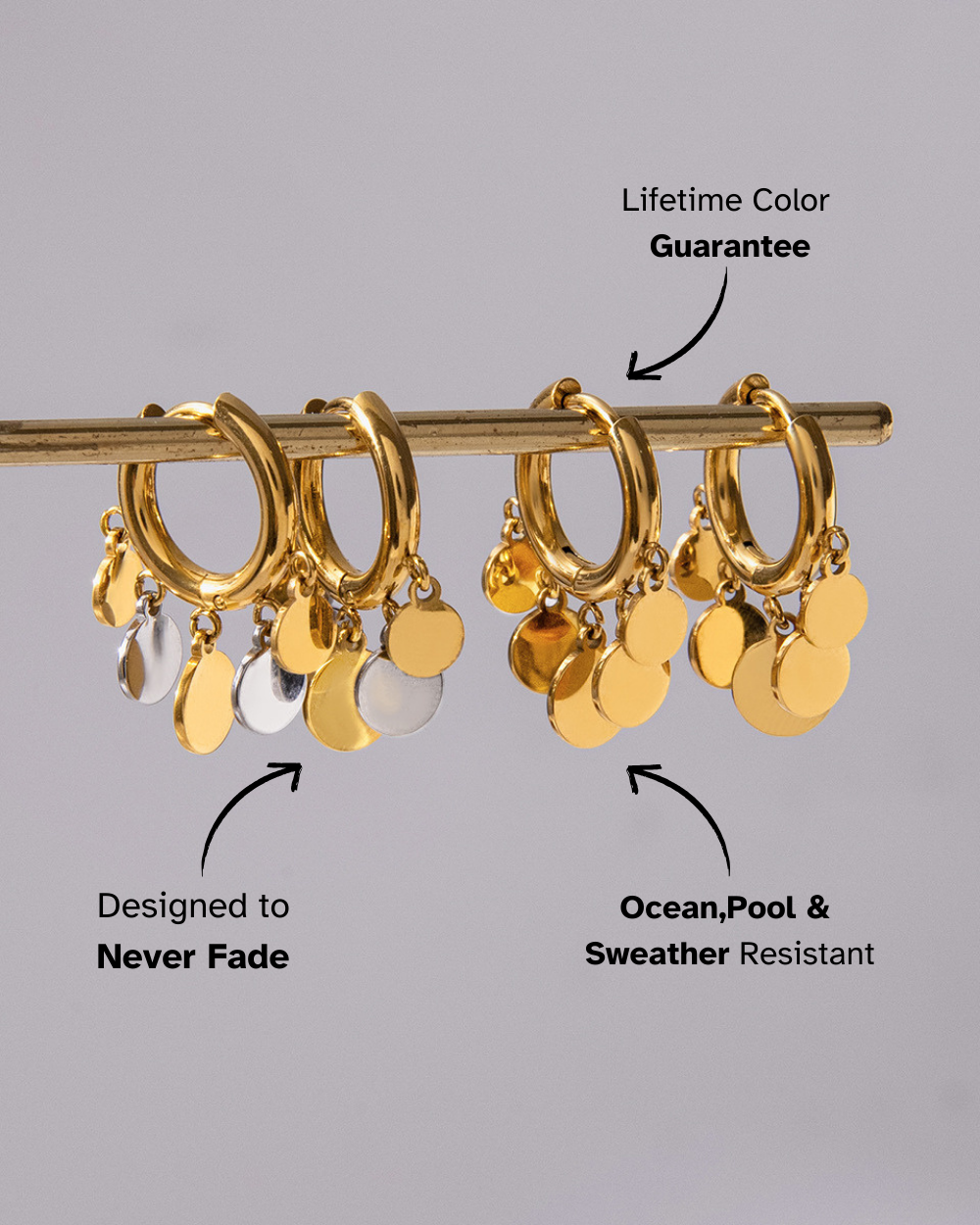 Dazzle Coin Drop Earrings – Golden & Silver Mix