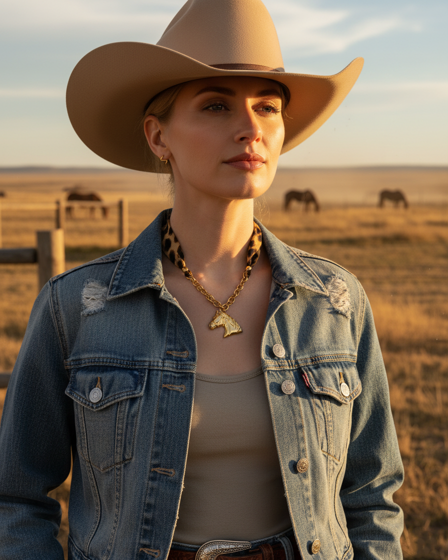 Wild Horse Pendant Necklace – Leopard Strap