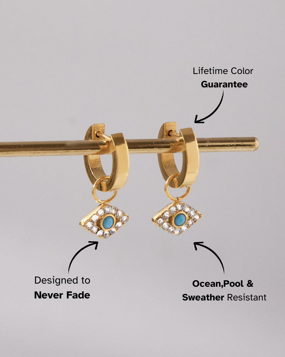 Evil Eye Charm Hoop Earrings