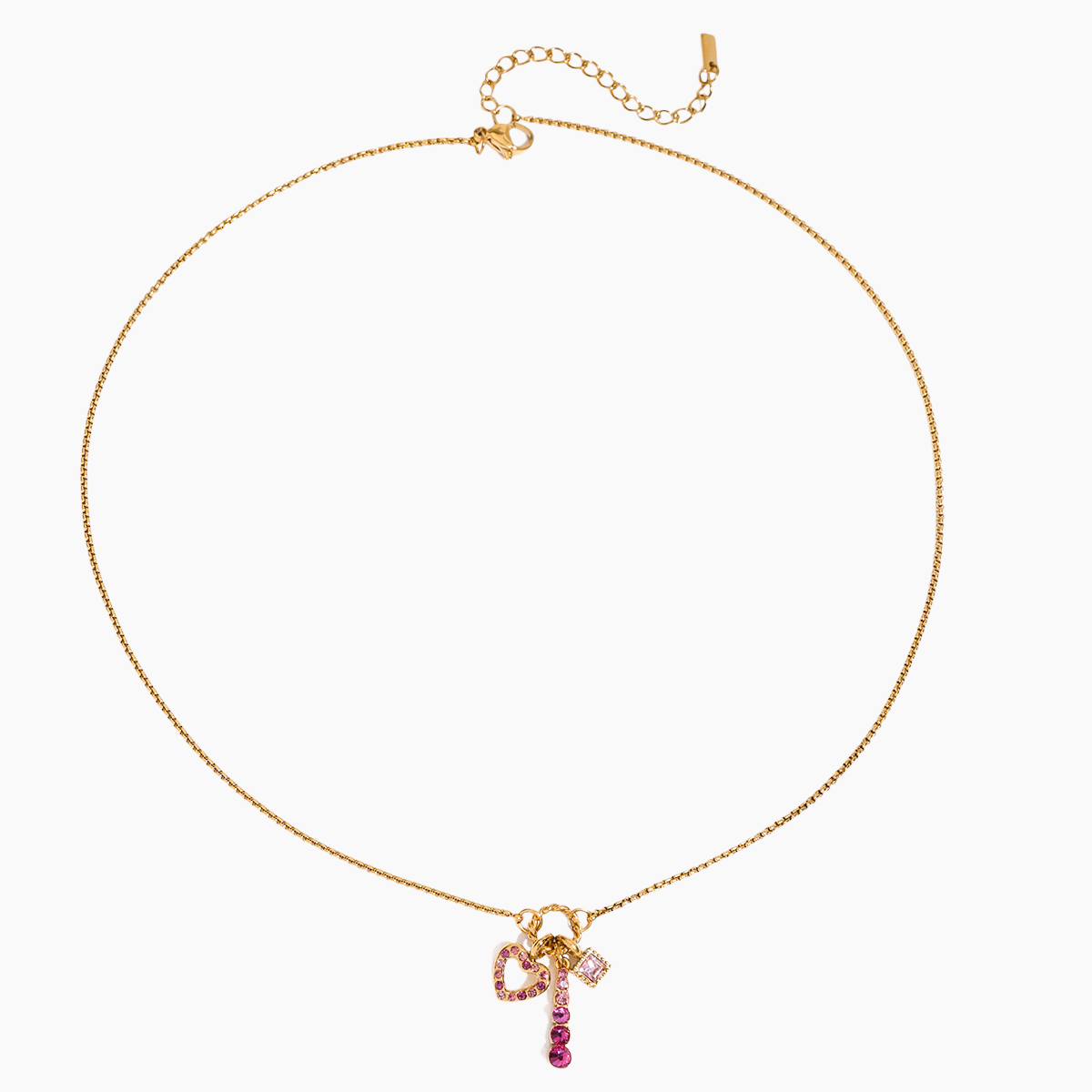 Pink Bow Heart Pendant Necklace