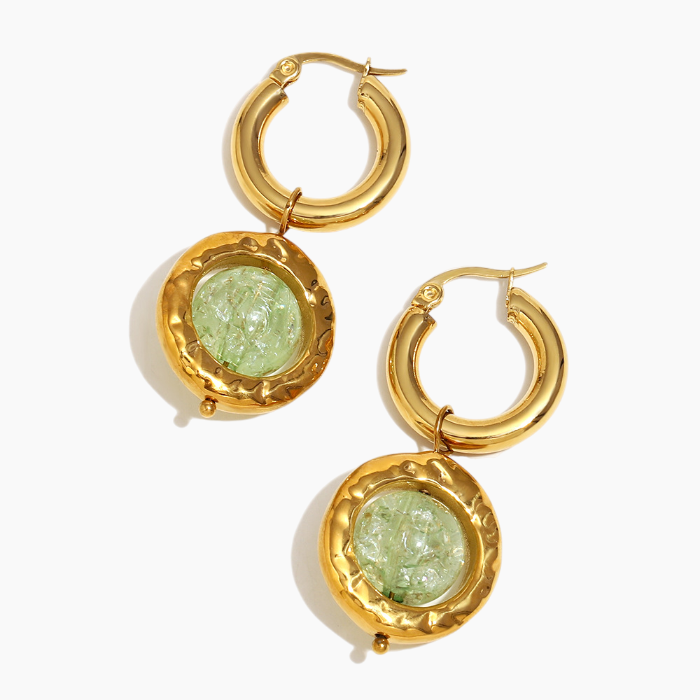 Azure Sea Glass Gold Earrings
