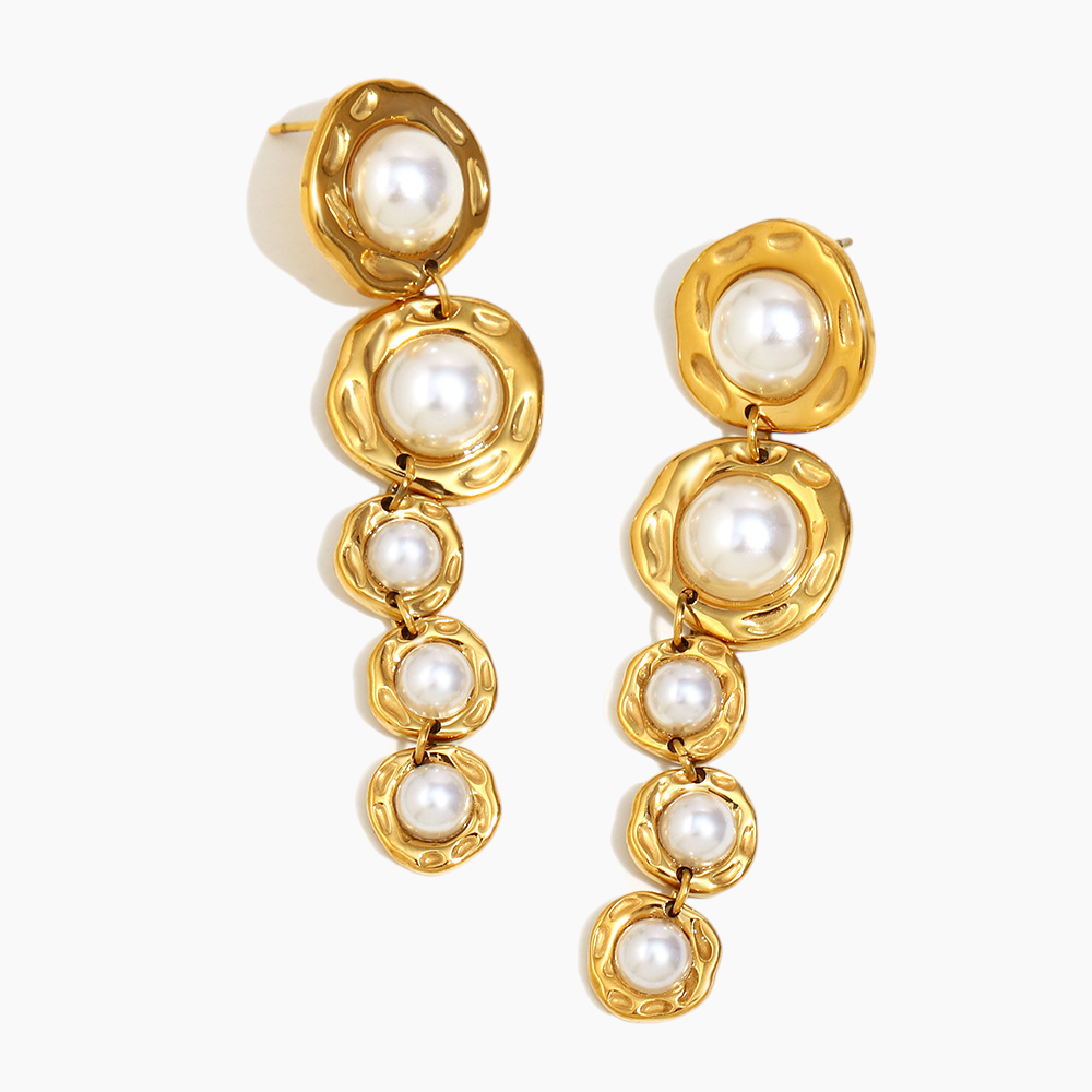 Golden Cascade Pearl Earrings