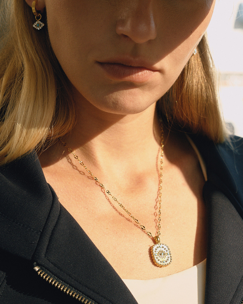 Golden Sunburst Medallion Necklace