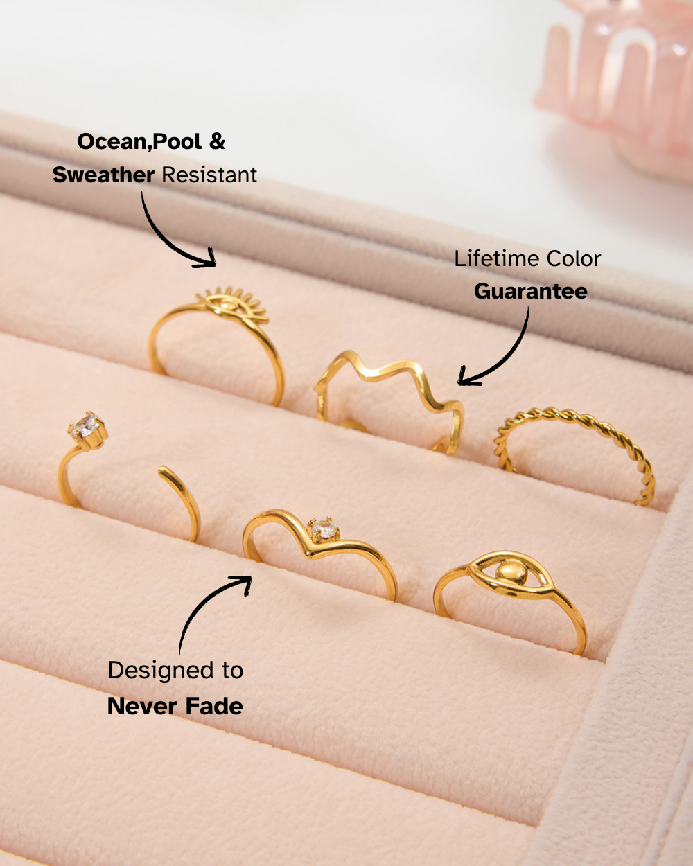 Evil Eye Crystal Stackable Ring Set