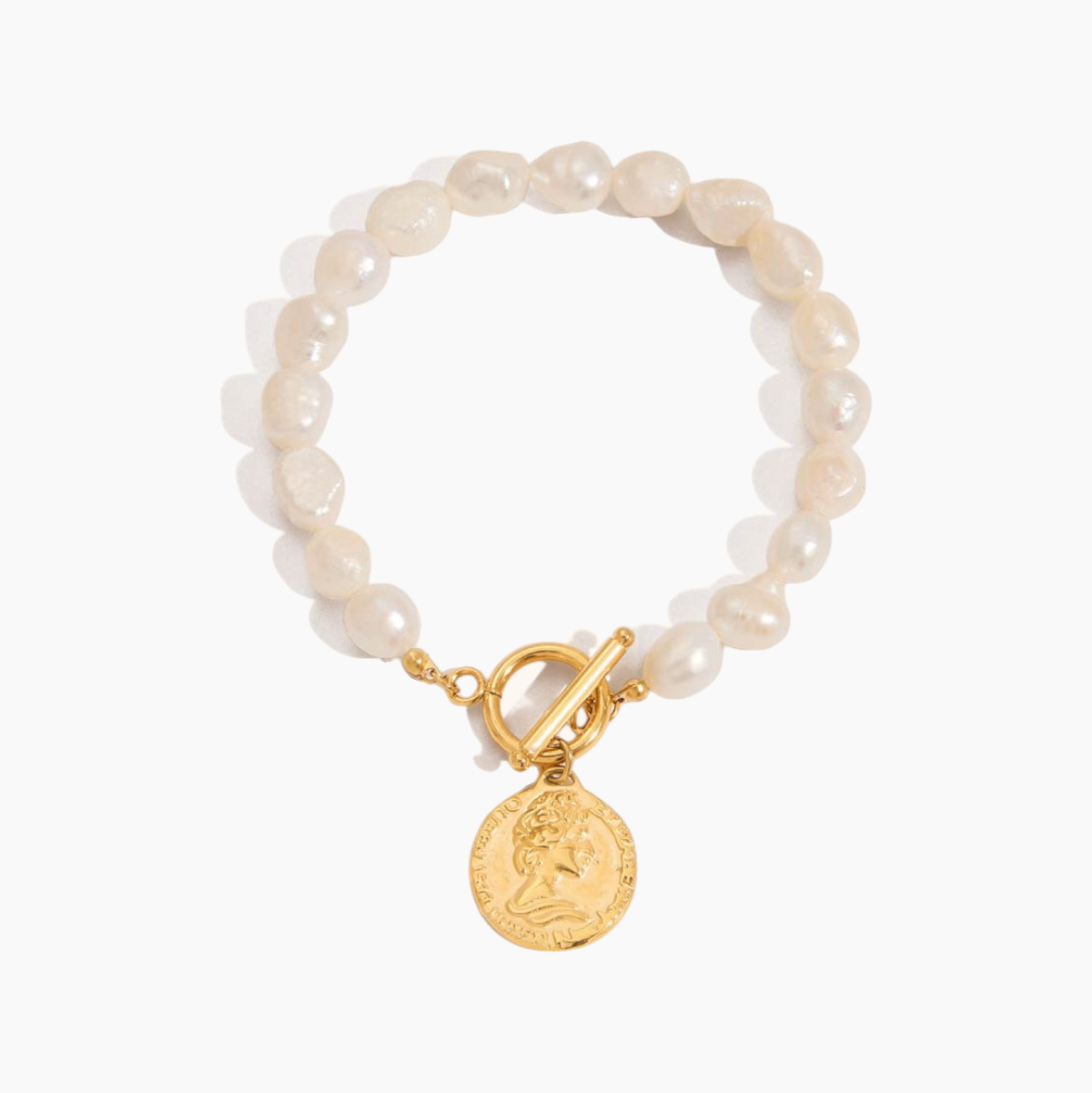 Coin Charm Pearl Bracelet