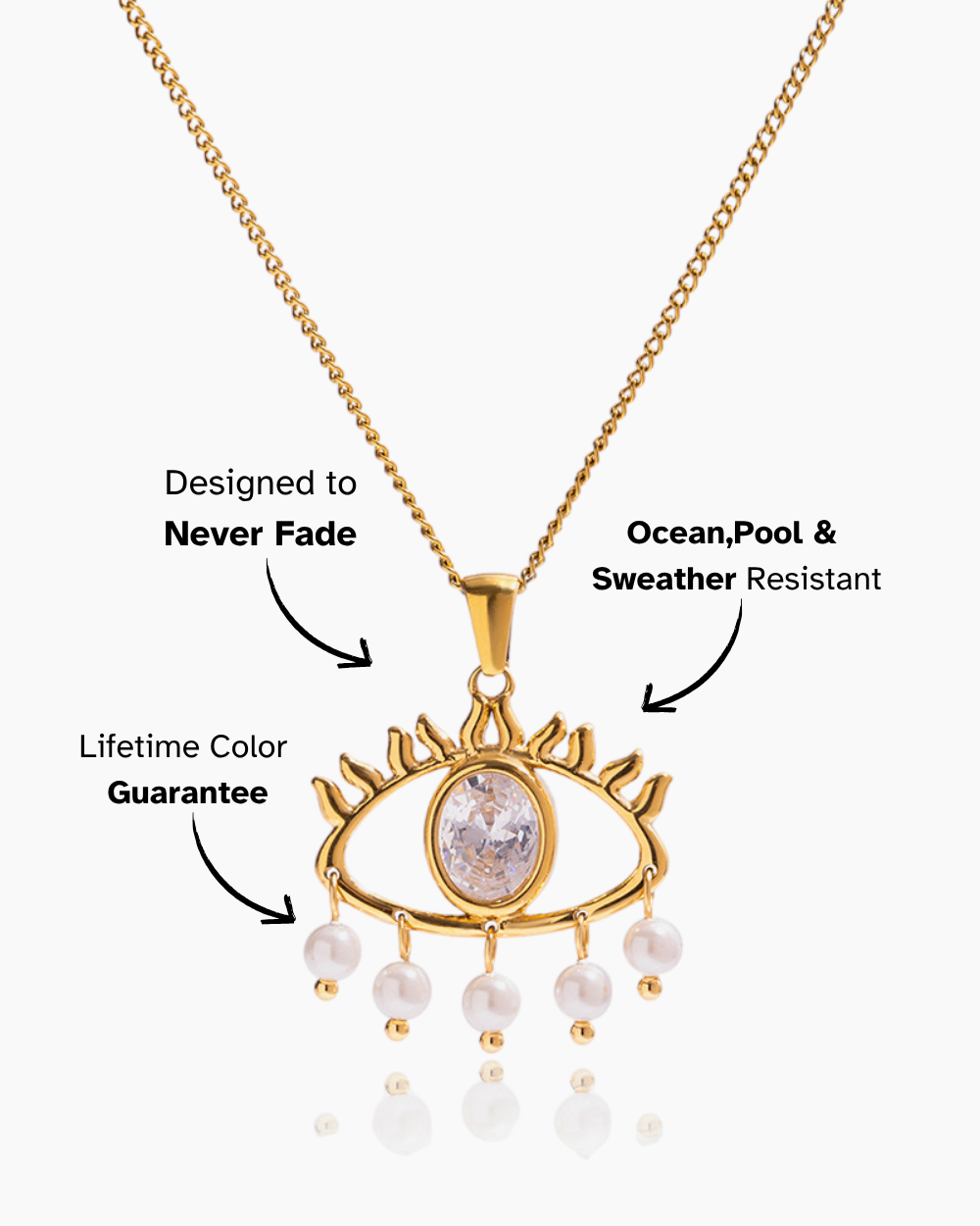 Crystal Eye Pearl Necklace
