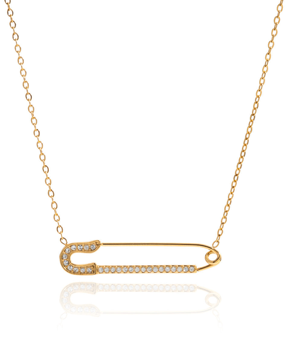 Golden Pin Sparkle Necklace