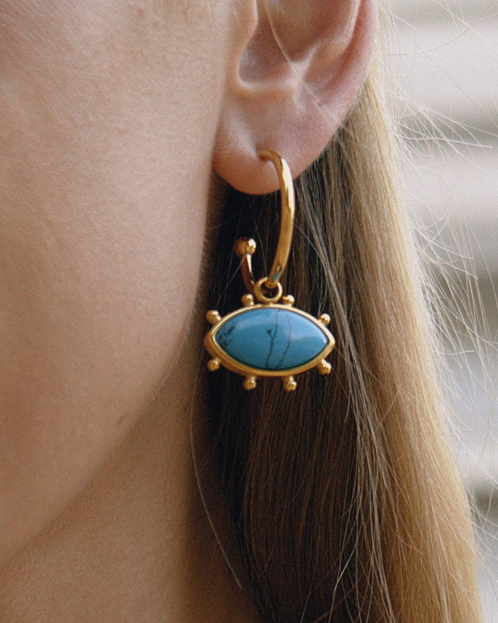 Azure Evil Eye Hoop Earrings