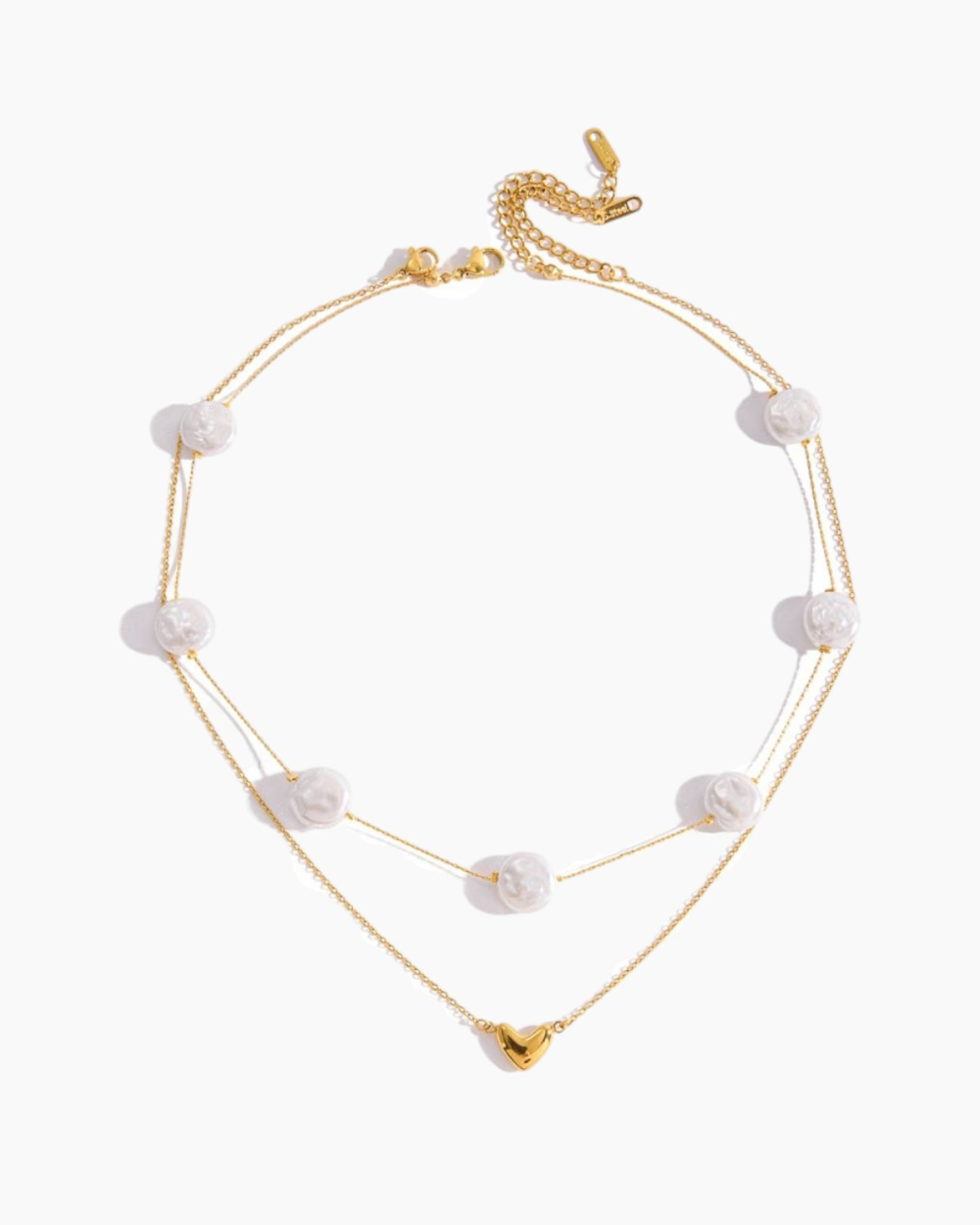 Layered Pearl Heart Pendant Necklace