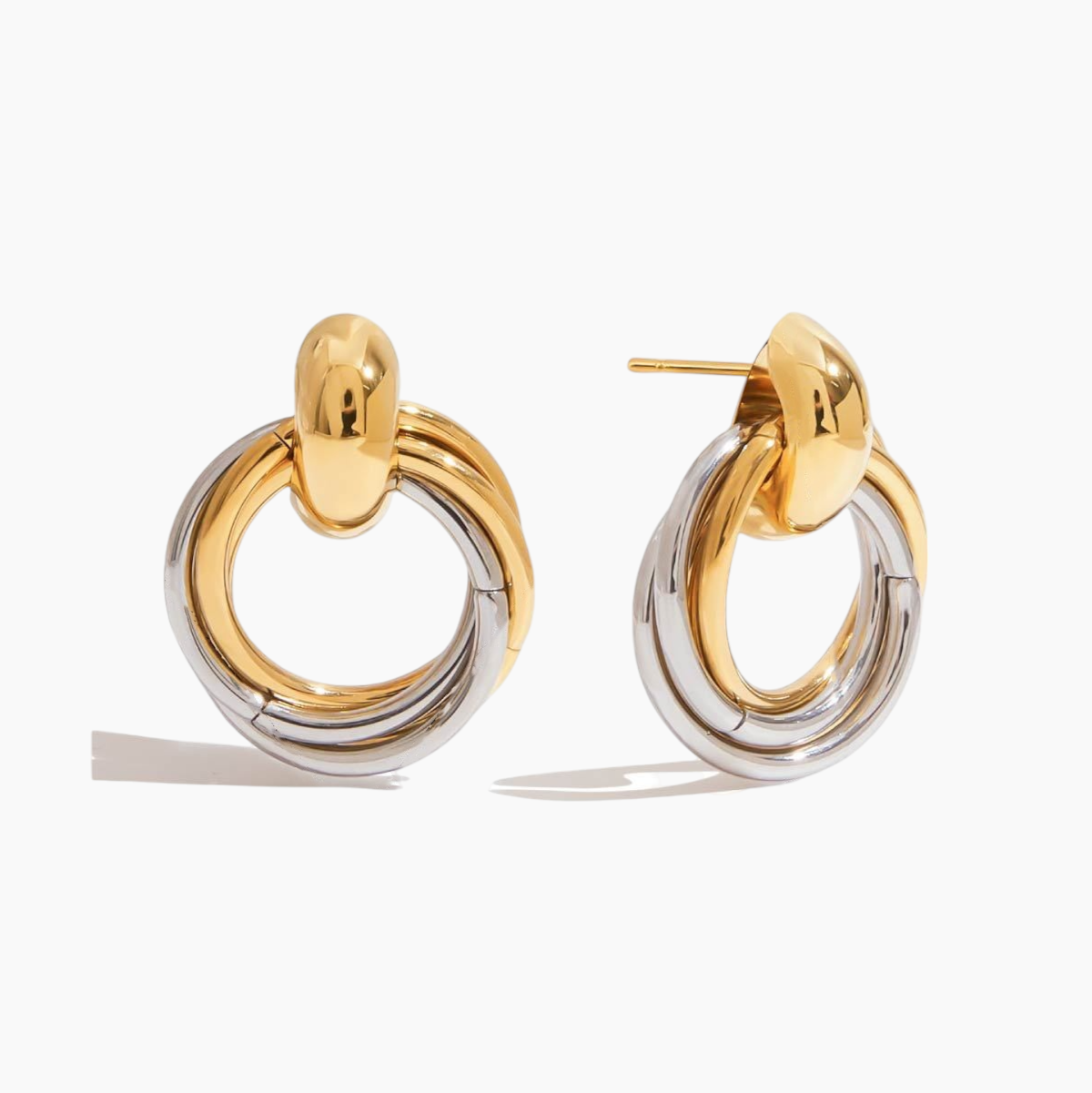 Bi-Tone Bold Loop Earrings