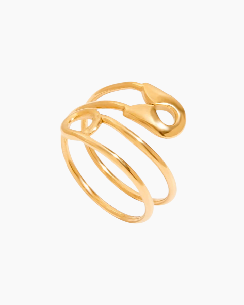 Gold ring on a white background