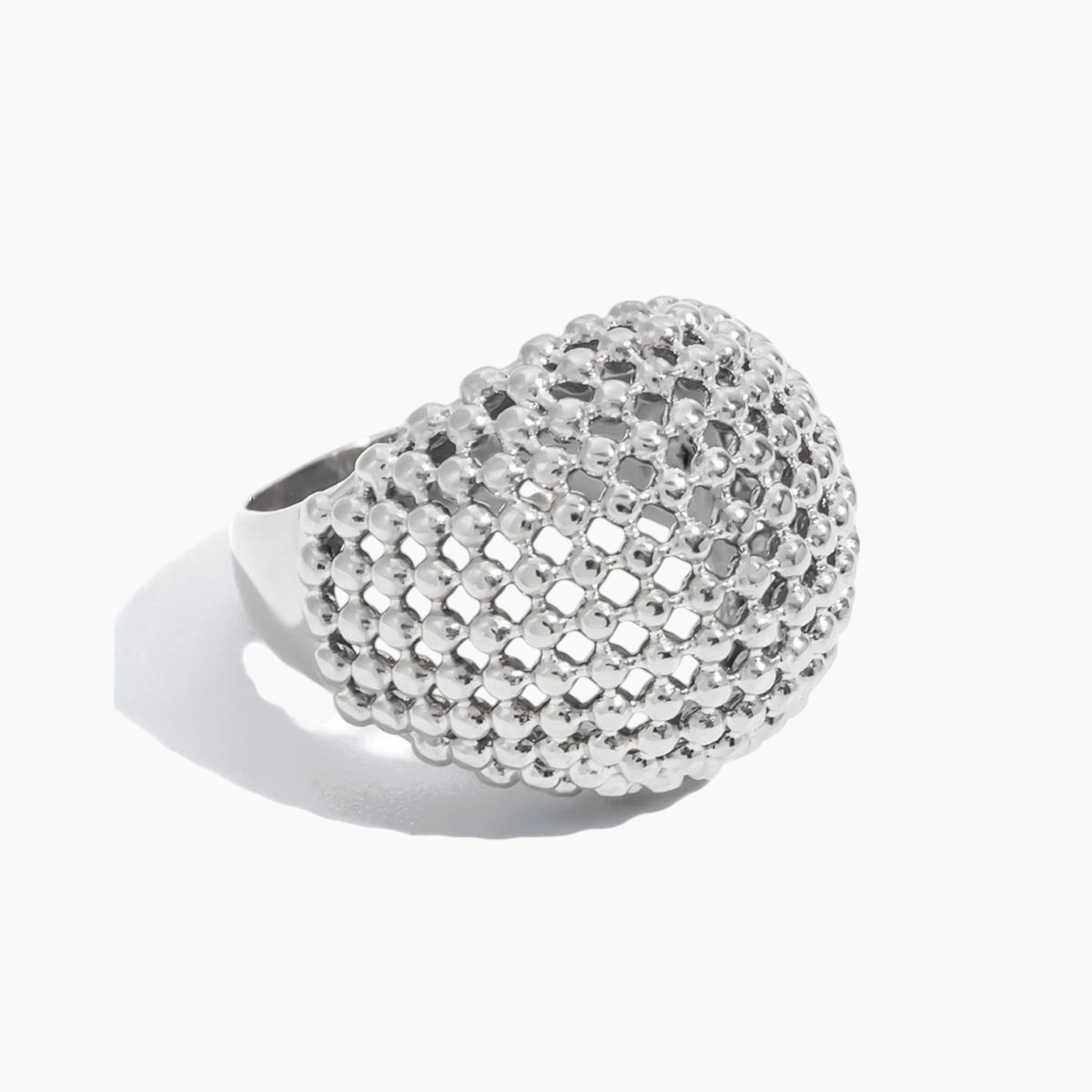 Sculpted Mesh Dome Ring - Silver