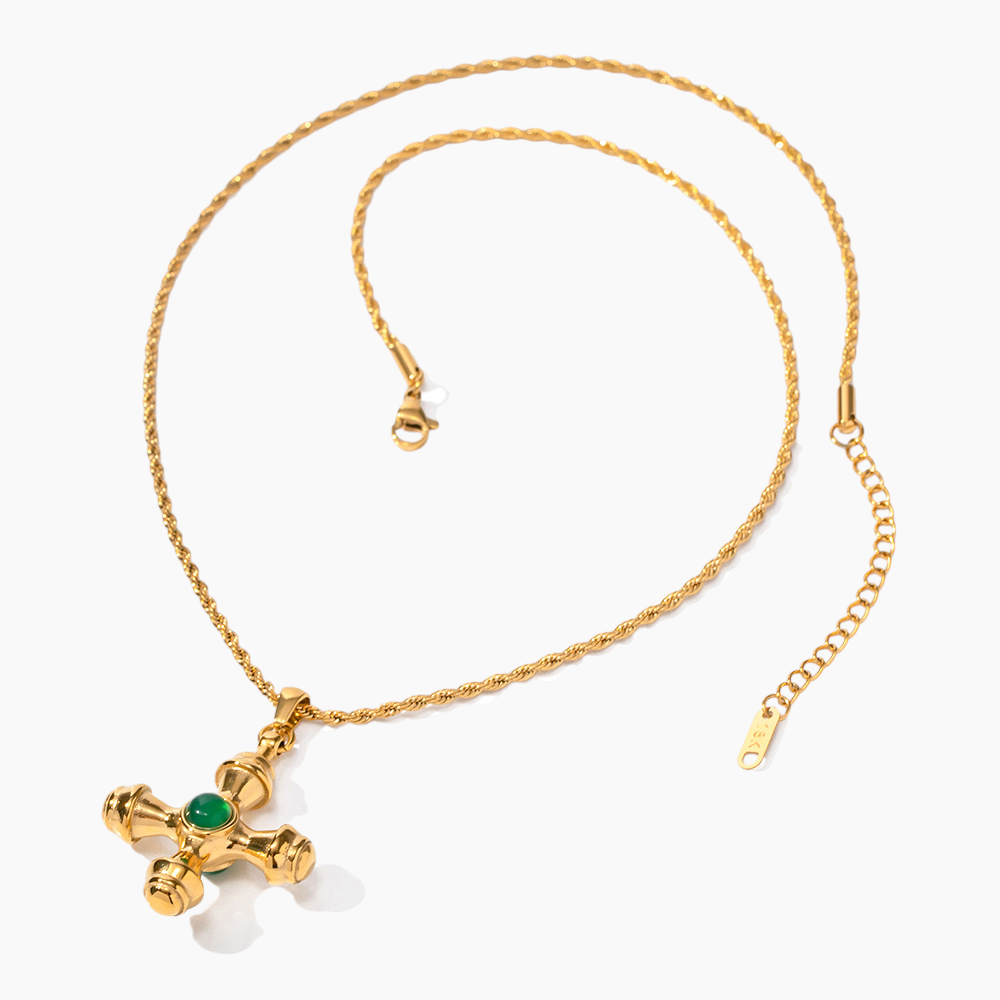 Emerald Divine Cross Necklace