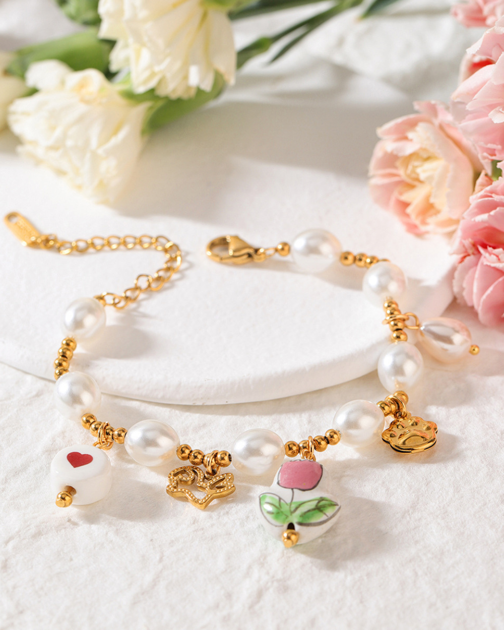 Playful Paw & Heart Charm Bracelet