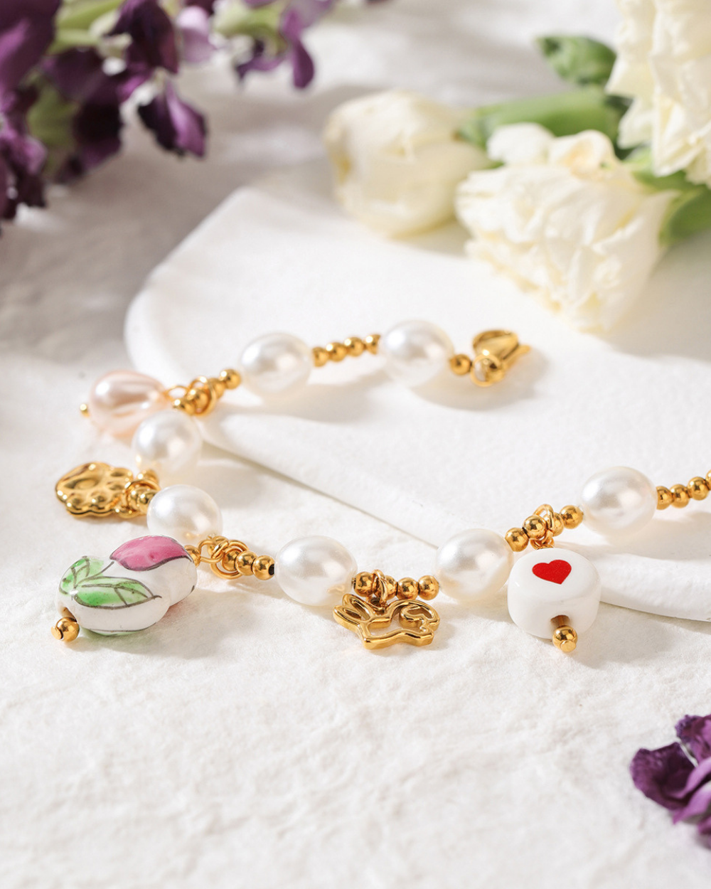 Playful Paw & Heart Charm Bracelet