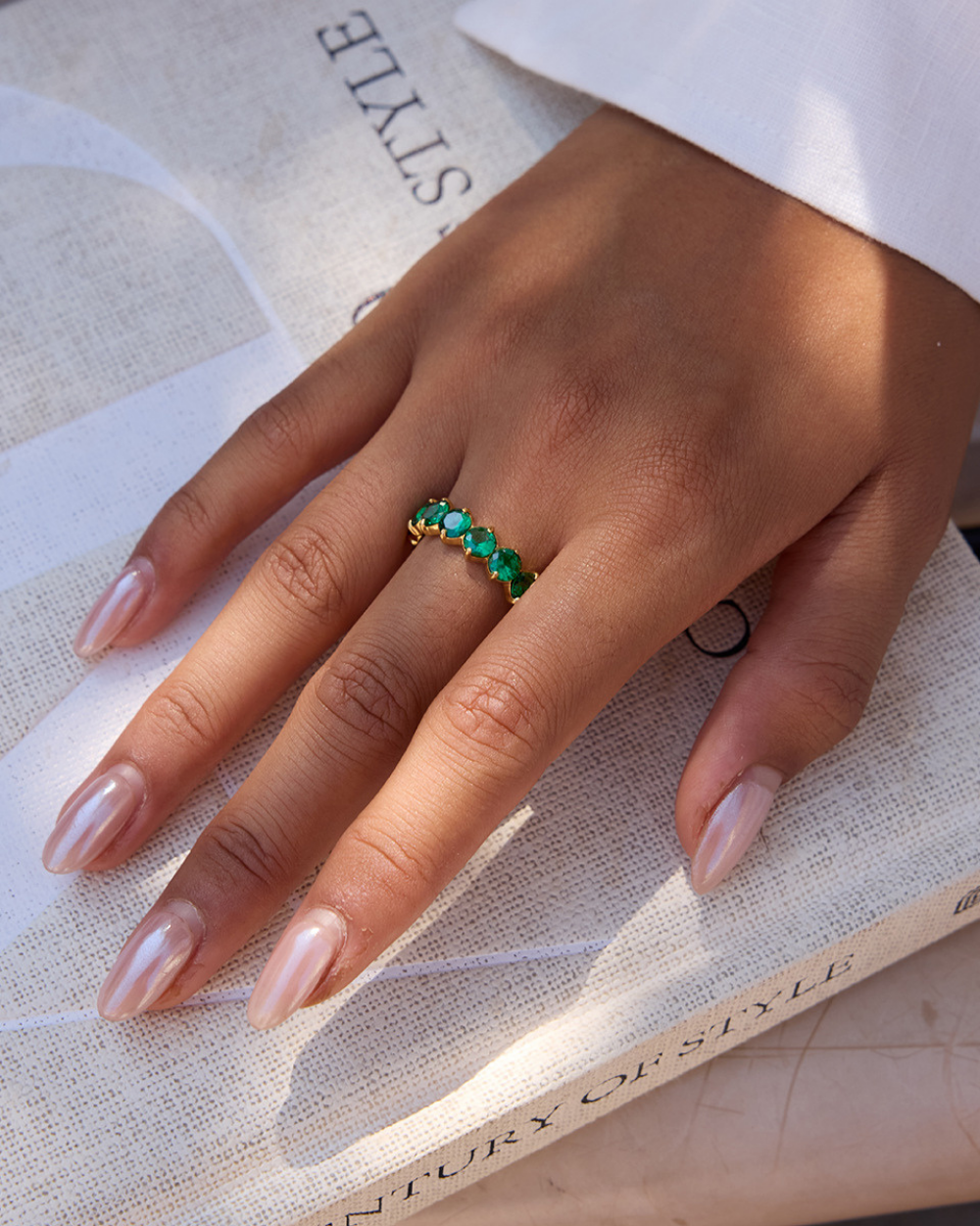 Radiant Eternity Ring – Emerald Glow