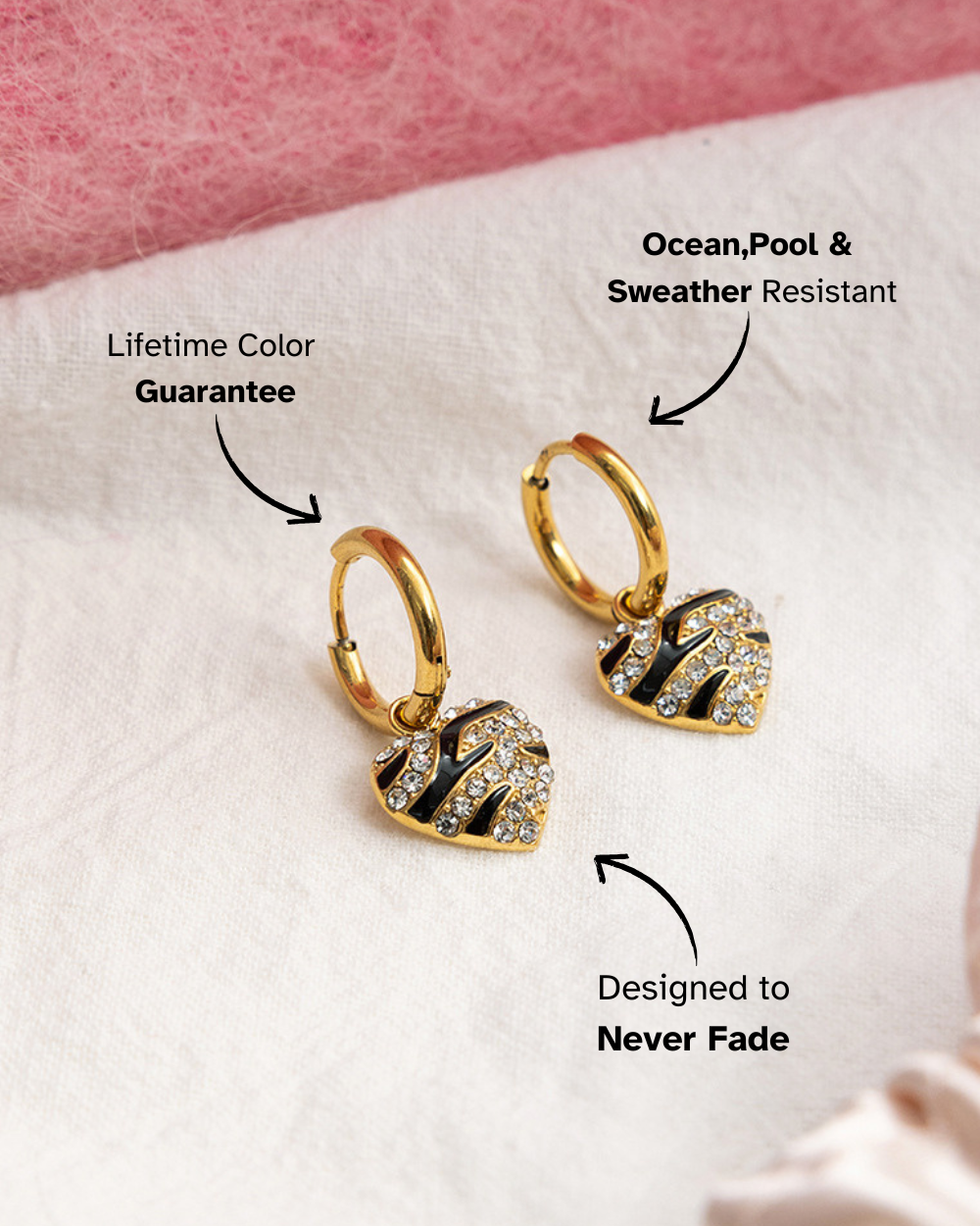 Zebra Heart Hoop Earrings