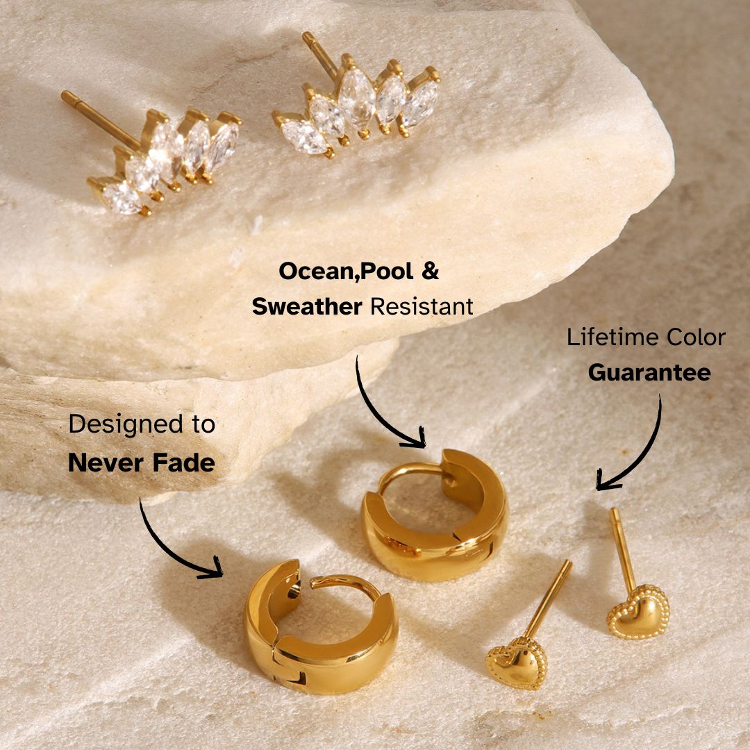 Morning Gleam – Heart & Zirconia Trio Earring Set