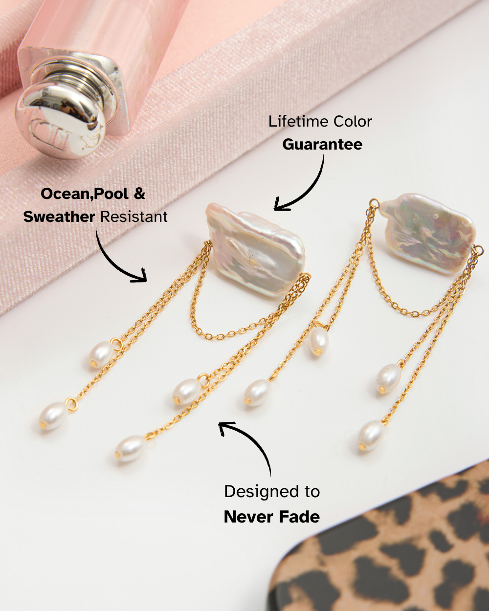 Baroque Pearl Chain Drop Earrings