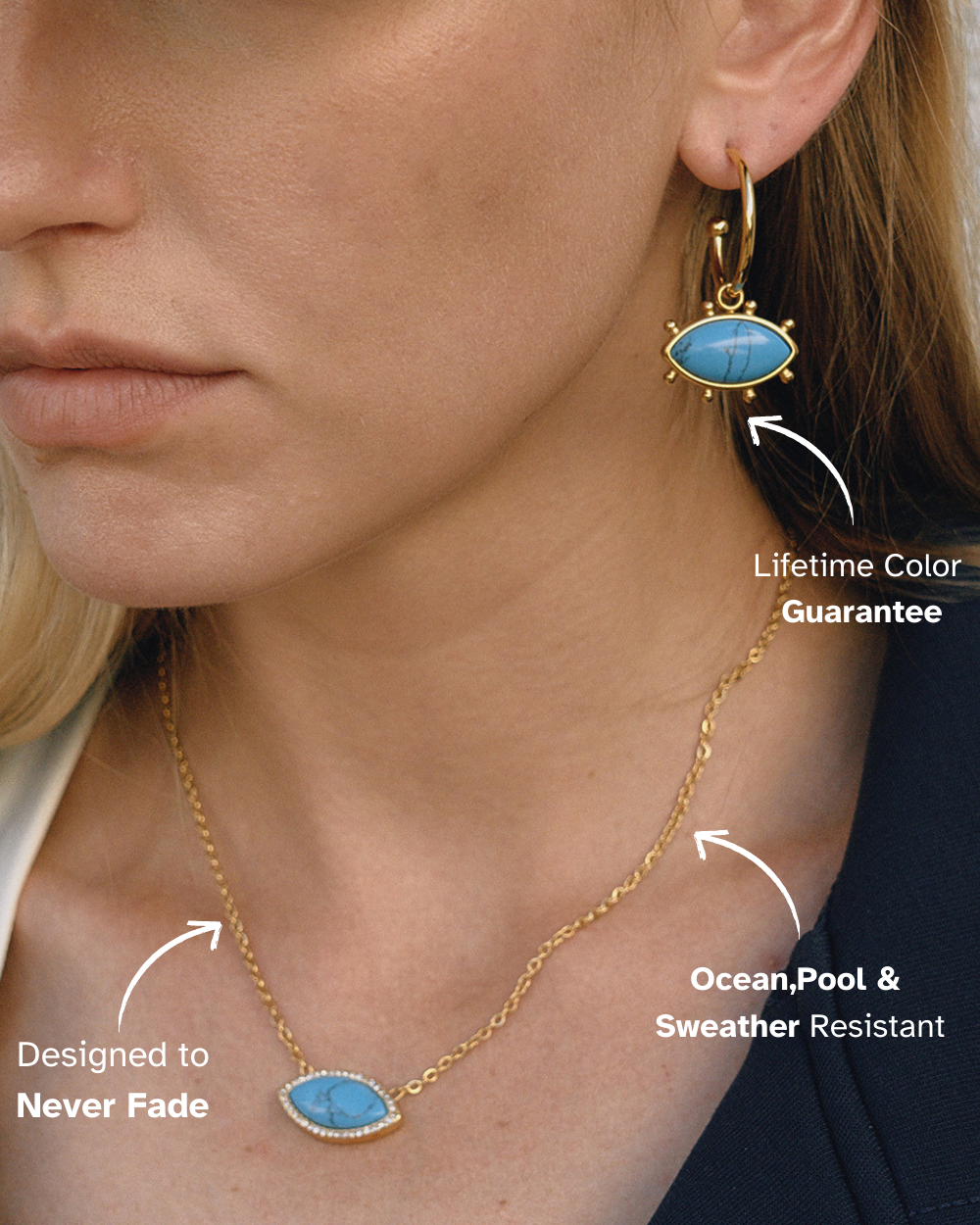 Azure Evil Eye Hoop Earrings