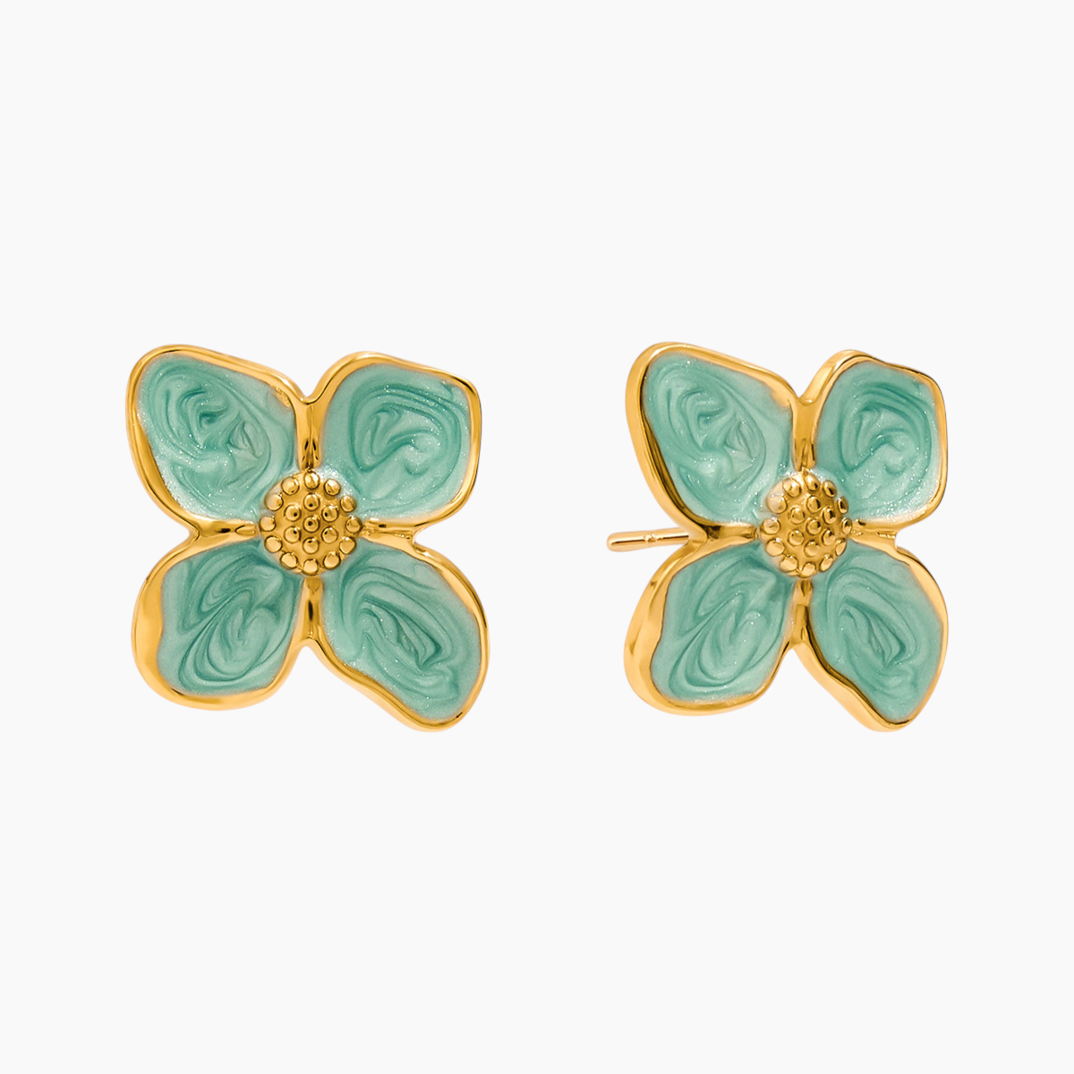 Mint Bloom Stud Earrings