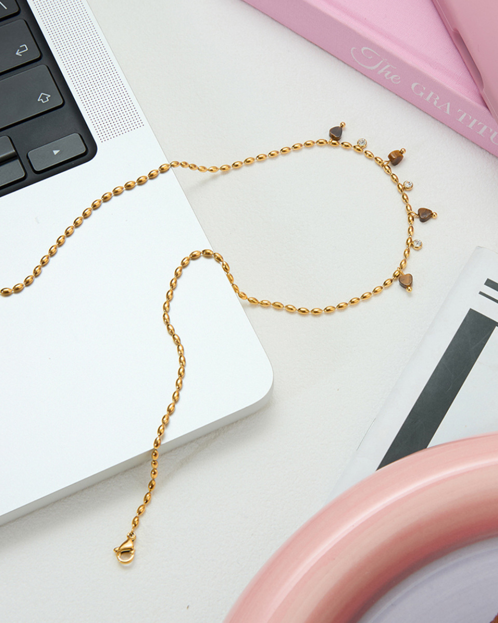 Tiger Eye Heart Charm Necklace
