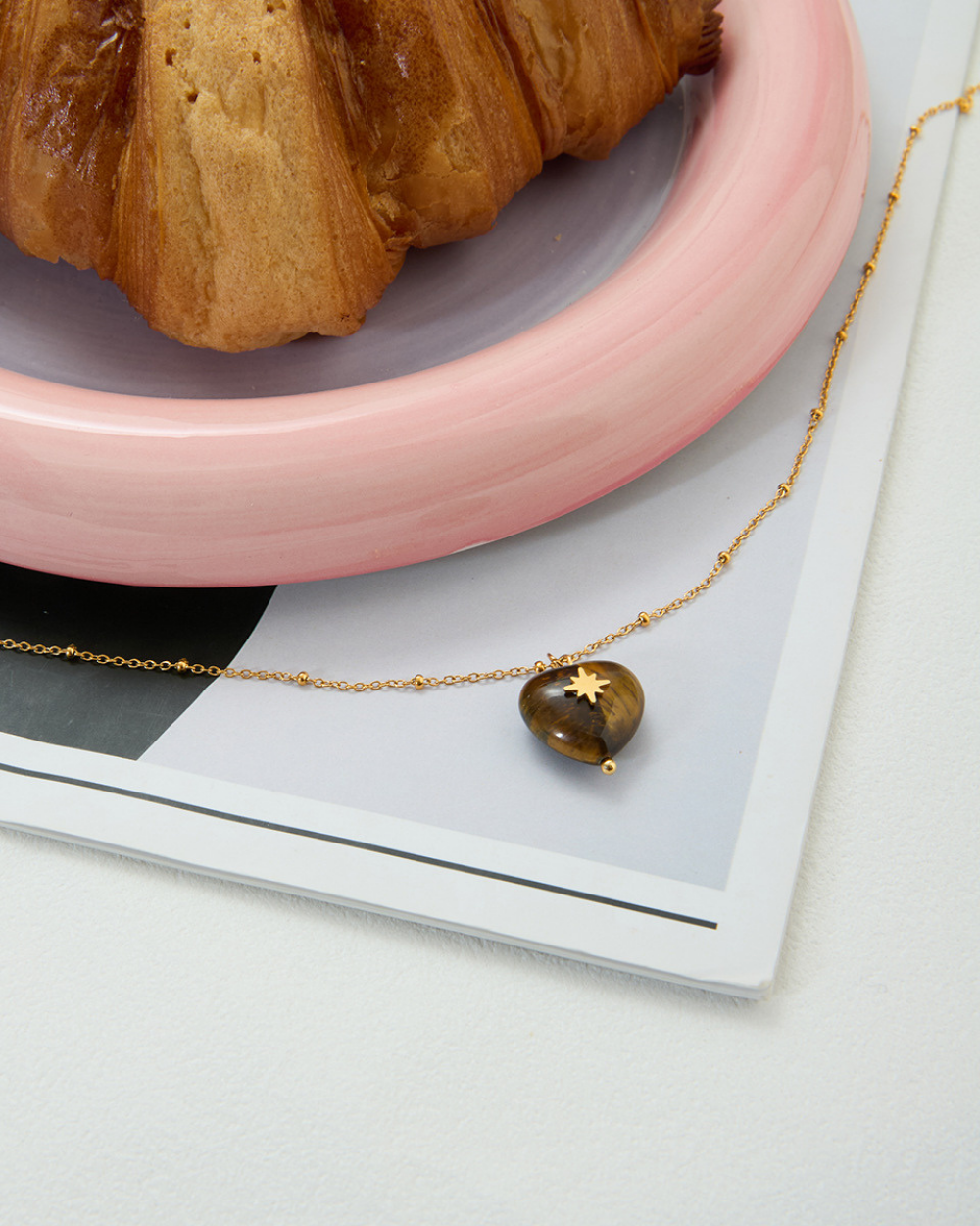 Starlight Tiger Eye Heart Necklace