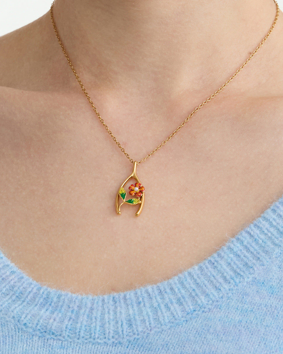 Blooming Wishbone Necklace
