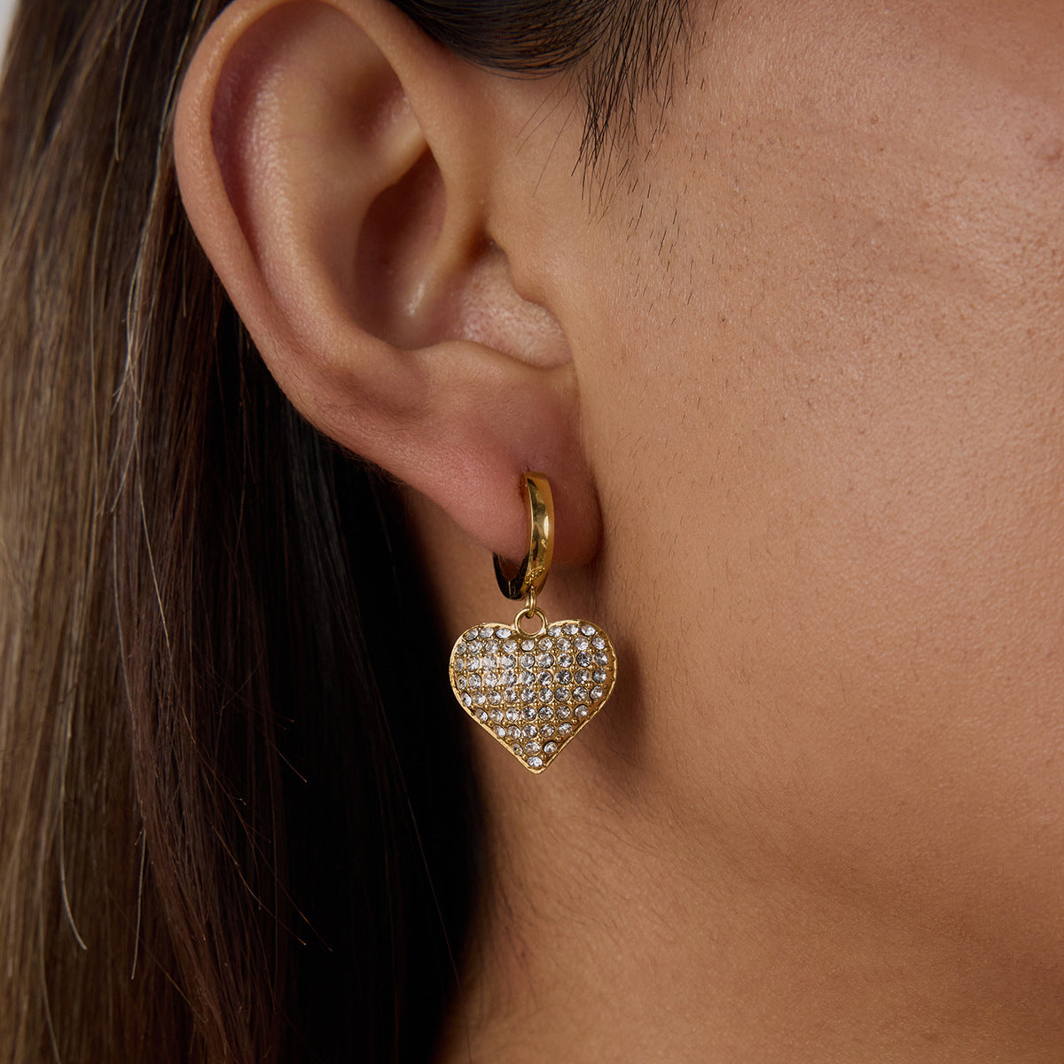 Radiant Heart Drop Earrings - Golden