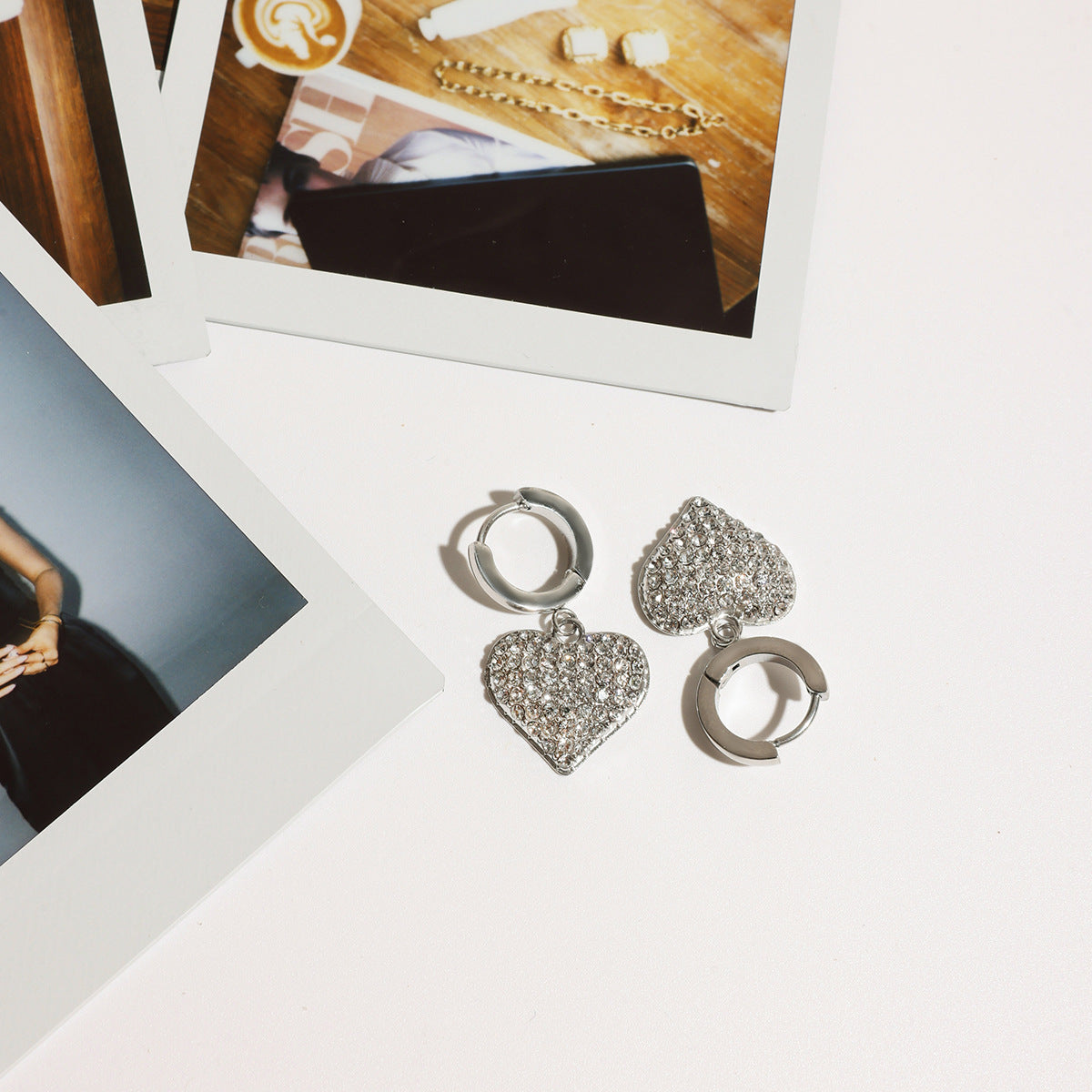 Radiant Heart Drop Earrings - Silver