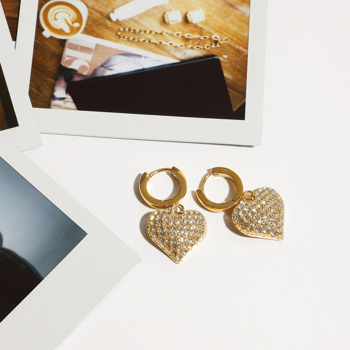 Radiant Heart Drop Earrings - Golden