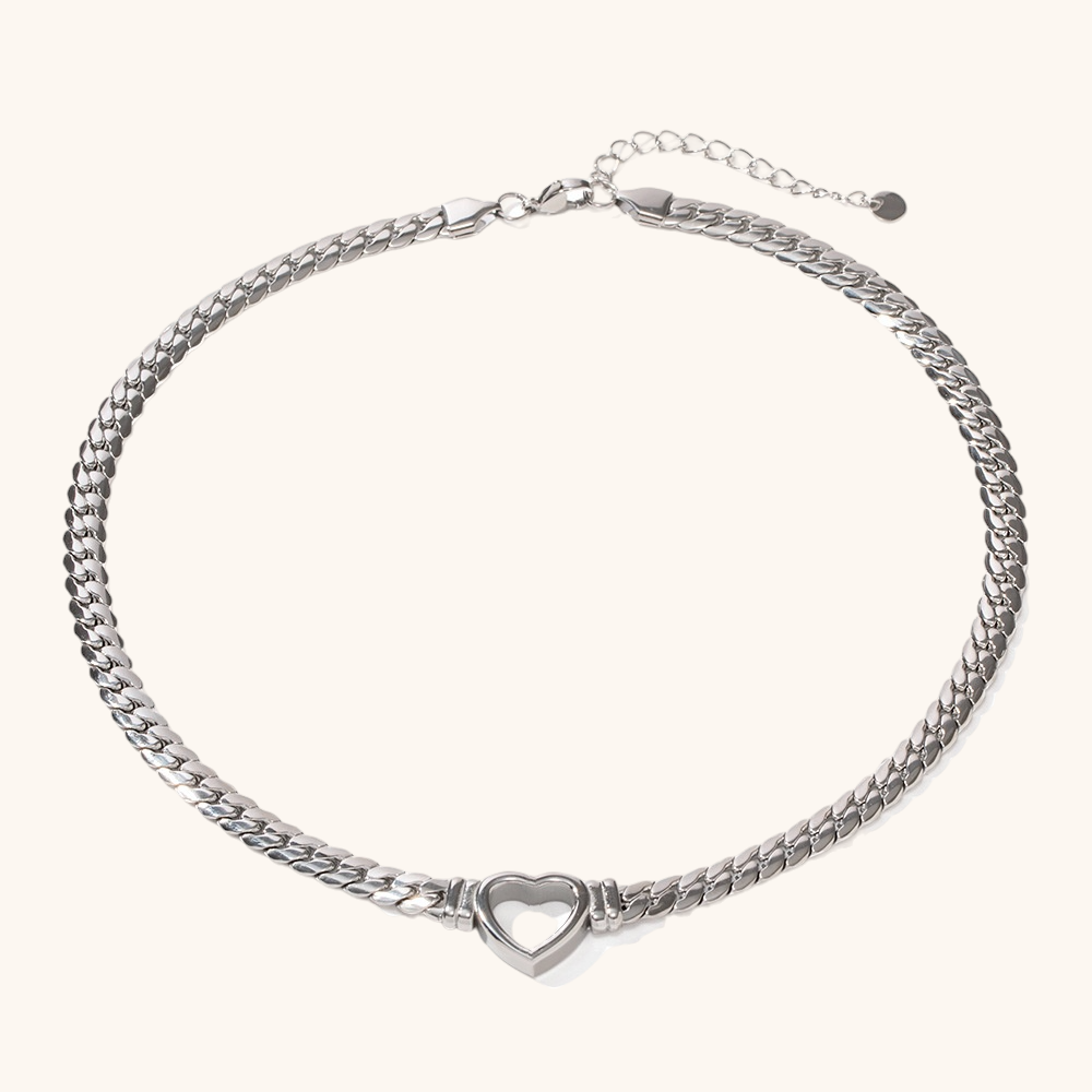Bold Heart Pendant Necklace in Sliver Stainless Steel