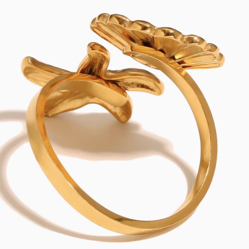 Dainty gold starfish seashell ring styled for coastal chic look
